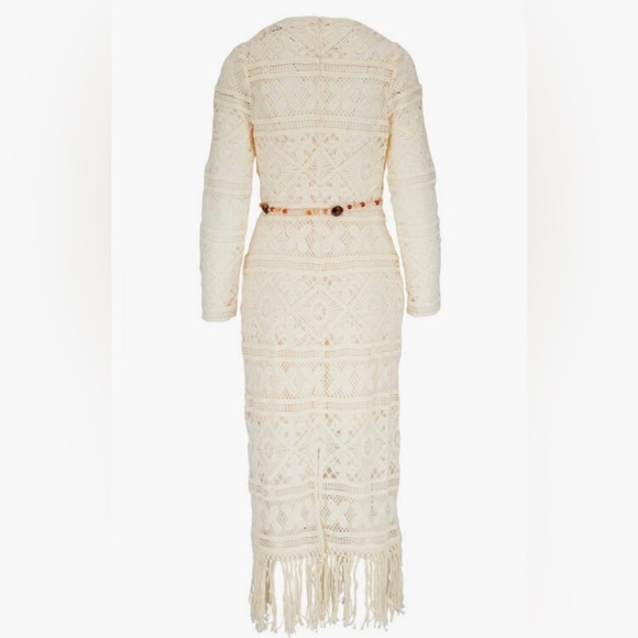 ZIMMERMANN Cira Ivory Ribbon Lace Tassel Midi Belted Dress sz 1 NWT 950$ - Picture 3 of 15